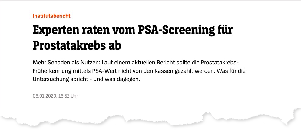 Prostata-Krebsvorsorge: Unzuverlässig, risikoreich und oft überflüssig