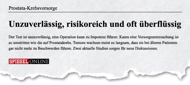 Prostata-Krebsvorsorge: Unzuverlässig, risikoreich und oft überflüssig